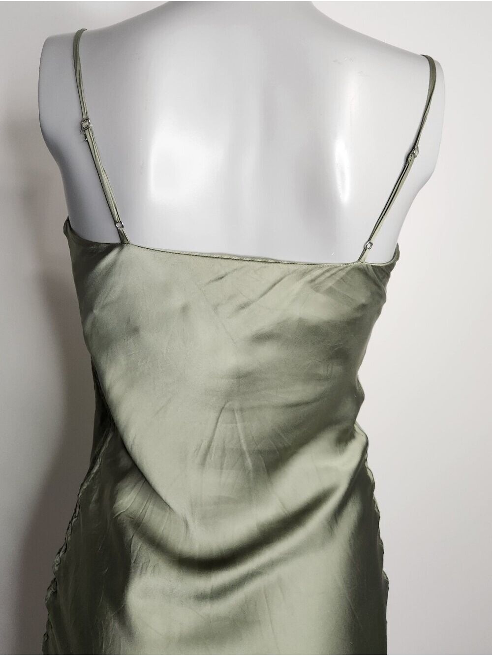 Aritzia Wilfred Only Ruched Adjustable Slip Dress In Sage Frost Green Size XXS - Picture 11 of 14
